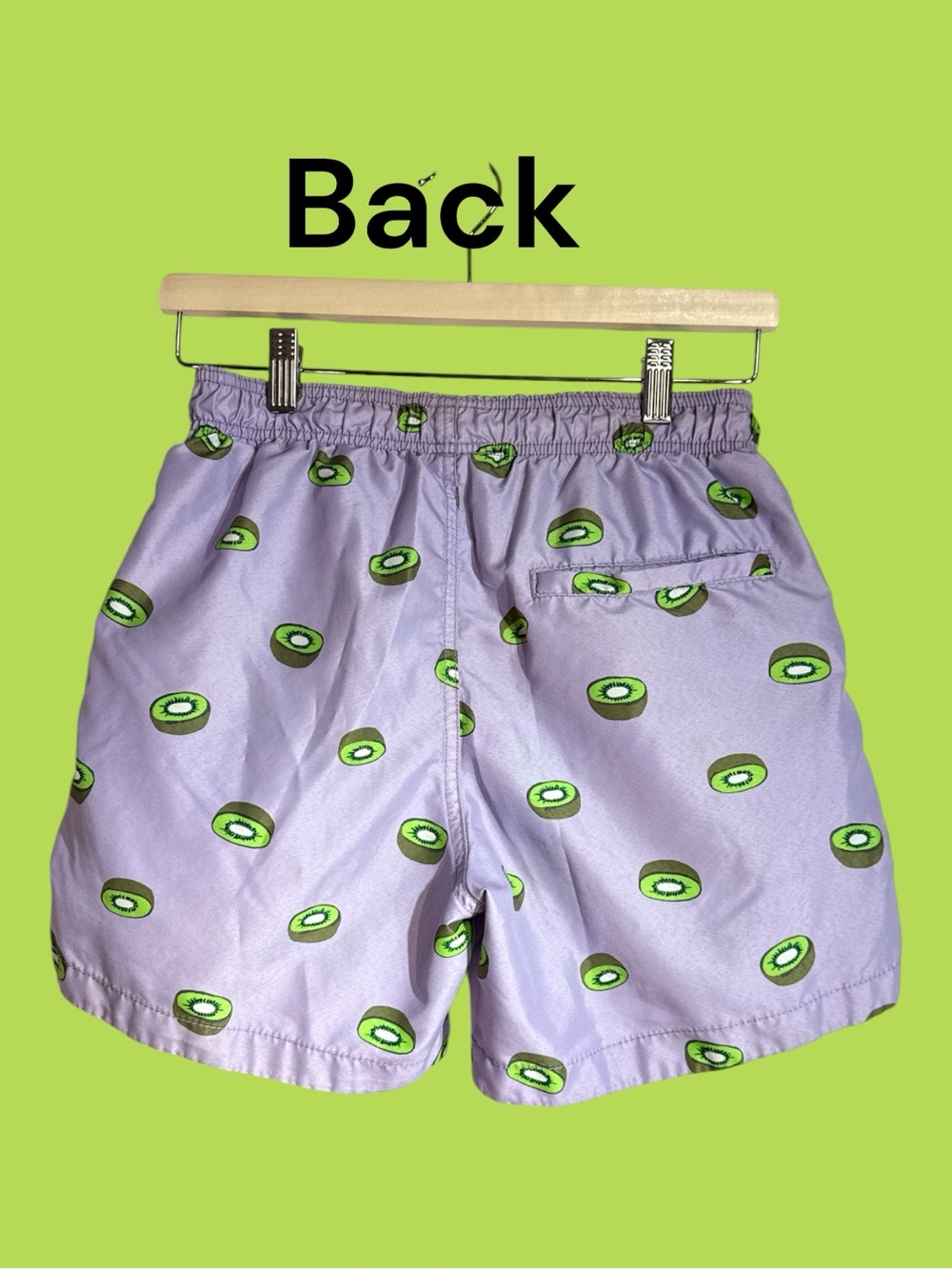 H&M Kiwi Pattern Lavender Drawstring Swim Trunks Size XS - Picture 3 of 8